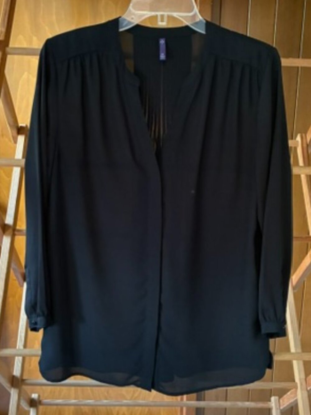 NYDJ Pintuck Split Neck Top, Size M
